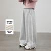 Calça Casual Tutu Elefantinho Forrada de Lã para Meninas Perna Reta Calça Esportiva Quente 2026 Outono/Inverno Calça de Perna Larga para Meninas