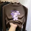 Blusa de segunda pele para meninas, nova coleção outono/inverno 2026, camiseta infantil, blusa de manga longa slim fit com estampa de desenho animado para meninas pequenas