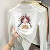 Ropa interior térmica para niñas de otoño e invierno, camiseta térmica de forro polar de doble cara, camiseta de manga larga, camisa de otoño de cuello semi-alto para niñas pequeñas