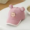 Chapéu infantil para primavera e outono, Boné de beisebol de veludo cotelê de urso, Boné fofo de bico de pato para meninos e meninas