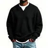 Europa Transfronteriza Otoño Nuevo Color Sólido Tejido Waffle Sudadera con Capucha Henley para Hombre Holgada Casual Moderna Versátil Ropa para Hombre Camiseta