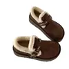 Sapatos de algodão estilo Birkenstock, retrô, com sola grossa, que aumentam a altura, totalmente fechados, forrados com fleece, para mulheres, quentes para o inverno, botas de neve espessadas, sapatos peludos estilo Birkenstock