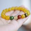 Nuevo templo de ágata cultural y creativo Dios de la Riqueza 10 mm Ágata Amarilla Dios de la Riqueza de cinco vías Pulsera de cristal grabado ágata roja