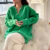 Suéter Extra Grande con Cuello en V Torcido para Mujer 2025 Otoño e Invierno Nuevo Estilo Suave Jersey Tejido Holgado Ropa Exterior