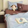 Sin Desmontaje, Lavable a Máquina, Algodón Puro, Algodón de Rayas Simples, Colcha de Verano, Colcha para Aire Acondicionado, Colcha Delgada, Colcha Fresca de Verano