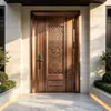 Fábrica de Origem de Foshan Porta Principal de Mansão Villa de Luxo de Ponta Porta de Entrada de Edifício Residencial Alumínio Fundido com Porta Intermediária Processo de Fluorocarbono