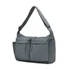 Bolsa transversal de nylon com zíper e múltiplos bolsos estilo japonês, leve, à prova d'água, de grande capacidade, com um design estiloso