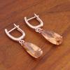 Nuevos Aretes Transfronterizos de Zirconia Oro Rosa, Hebillas para Oreja, Aretes, Populares Creativos Europeos y Americanos, Aretes Grandes en Forma de Pera Gota de Agua