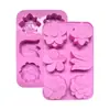 Forma de Silicone para Bolo com 6 Cavidades em Formato de Flor, 3 Formas de Goma, Bloco de Gelo Decorativo, Forma para Sabonete Artesanal Caseiro