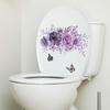 MS8559-NH Pegatinas de pared autoadhesivas decorativas para baño con diseño de mariposa y flores moradas en estilo acuarela realista