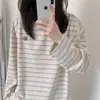 Camiseta de Manga Larga Rayada Estilo Retro Japonés para Mujer 2025 Primavera Nueva Petite Estilo Universitario Holgada Camisa Base Top