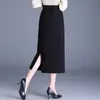 Elegante Falda Recta de Longitud Media para el Trabajo Otoño/Invierno 2026 Nuevo Estilo Coreano de Cintura Alta que Cubre la Cadera Falda Bodycon Adelgazante de Moda