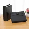 En stock caja de regalo rectangular negra tapa cielo y tierra caja de regalo de cumpleaños caja vacía con lazo caja de regalo al por mayor