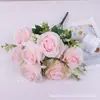 Spot atacado decoração de casa simulação flor falsa pequeno buquê de rosas layout de casamento simulação 7 rosas persas