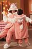 Pijama de invierno grueso con forro polar para niñas, para padres e hijas, camisón lindo y dulce de forro polar de coral, ropa de casa cálida de longitud media