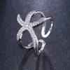 Anel Cruz de Zircônia de Luxo Leve para Mulheres, Anel Aberto Estrela-do-Mar da Moda, Microincrustado com Diamantes, Joias de Alto Padrão Estilo Europeu e Americano