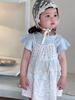 Roupa Infantil Roupa de Verão Feminina Fina 2025 Conjunto de Saia Coreano para Meninas Roupa de Bebê Verão Saia Regata de Manga Curta