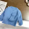 Cardigan Suéter Azul Claro para Meninas, Novo Estilo de Primavera, Top de Tricô Slim-Fit, Calça Jeans Wide-Leg com Renda Estilo Coreano, Exportação