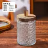 Frasco de Vidrio Sellado con Relieve, Botella para Almacenamiento de Granos y Productos Secos, Tapa de Madera de Bambú de Gran Capacidad, Botella Vacía de Boca Ancha para Almacenamiento de Alimentos