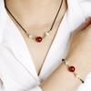 Colar de Ágata Vermelha Shake Voice Same Acacia Bean Transfer Beads Cinnabar Clavícula Corrente Rede Red Gold Line Cat's Eye Live Supply