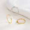 Anillo de Apertura de Perla de Plata de Ley S925 Portador Vacío para Mujeres DIY Moda Perla Redonda Ámbar Cera de Abeja Anillo de Diseño de Nicho