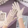 Guantes Cortos de Sol de Verano Primavera y Otoño para Mujer Antideslizantes Pantalla Táctil Encaje Conducción Transpirables Protección Ultravioleta Guantes Delgados