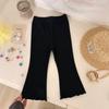 2025 Nuevo Primavera y Verano Niñas Color Sólido Moda Pantalones Acampanados Elásticos con Volantes de Madera Casual Ropa Exterior Leggings Pantalones Slim