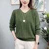 Suéter Delgado de Punto Calado con Cuello en V para Mujer, Suéter de Punto Pullover Elegante Primavera/Verano 2026 para Mamás, Adecuado como Capa Base