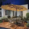 Guarda-sol externo transfronteiriço, guarda-sol grande iluminado para pátio, guarda-sol de haste central com três cabeças, toldo de sol para barraca externa de loja comercial
