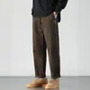Calças Afuniladas da Moda para Homens Outono e Inverno 2025 Tamanho Grande Elástico Reto Casuais Estilo Japonês Soltas Versáteis Longas da Moda