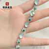 Novo bracelete estilo chinês de luxo leve com incrustações de vidro, jade de água e espuma, em formato de ovo para mulheres, joia elegante e requintada em formato de cabaça