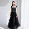 Vestidos para Niñas de Comercio Exterior Europeo y Americano Verano 2026 Nuevos Lentejuelas Tull Abullonado Color Sólido Vestido de Piano para Actuación Suministro del Fabricante