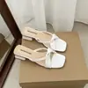 Pantuflas Estilo Francés de Hada con Punta Abierta, Hermosas Pantuflas de una Sola Pieza para Mujer, Para Usar en Verano al Aire Libre, Zapatos de Tacón Cuadrado, Zapatos Casuales de Tacón Bajo