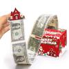Caja de Dinero Navideña con Sorpresa Deslizante, Caja de Feliz Navidad con 50 Bolsas Transparentes