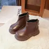 Botas Infantis Outono Inverno Novo 2026 Botas Martin para Crianças Sapatos Individuais para Meninas Botas Curtas Estilo Britânico Sapatos de Algodão de Duas Camadas Preto