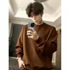 Sudadera Cleanfit para hombre de forro polar gris jaspeado, camiseta de manga larga de peso pesado estilo americano para otoño e invierno, corte regular en los hombros, ideal como capa interior
