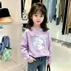Camiseta Base Manga Longa Infantil Menina Estampa Cartoon Algodão Puro Fina para Meninas Primavera e Outono 2026 Nova Camiseta Infantil
