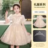 Vestido de Aniversário para Menina Vestido de Princesa 2025 Novo Estilo Cinza Nicho Fashionável Roupa para Apresentação de Piano Host Infantil