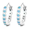 Aretes redondos de turquesa para mujer, plata de ley 925, estilo europeo y americano ins, aretes de lujo ligero, ins elegante, joyería para orejas de alta calidad