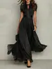 Primavera 2026 Nuevo Vestido Elegante con Cuello en V, Cintura ceñida y Volantes, Vestido Estampado de Moda para Mujer Transfronterizo de Amazon
