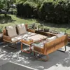 Sofá exterior de ratán para tres personas, impermeable y a prueba de sol, adecuado para patios de casas de huéspedes, jardines, balcones y ocio al aire libre, con mesa de café y muebles de silla de ratán