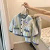 Conjunto de Ropa de Casa de Franela para Niñas, Otoño e Invierno, Cardigan Engrosado de Forro Polar con Bordado de Oso, Pijama de Forro Polar Coral