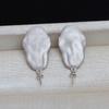 Aretes de tuerca barrocos de Plata S925 con forma femenina de Jade de pelo fetal 9-17 Perla deforme cuenta joyería accesorios diy 4116