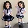 Traje Preppy de Kuromi para Bebé Niña Verano 2026 Nuevo Elegante Uniforme JK Infantil Conjunto de Dos Piezas con Falda Plisada