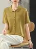 Camisa Polo de Punto Tencel Nueva de Fábrica con Botones de Colores, Cuello, Mangas Cortas, Estilo Delgado de Verano Top para Mujer Venta al por Mayor Personalización