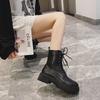 Botas femininas estilo britânico, salto grosso, com zíper lateral fino, tamanho 32-34, outono 2022