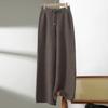 Nova calça de caxemira de cor pura moda versátil lã pura espessa vertical jacquard calça de pernas largas calça de esfregão solto calças retas