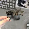 Pente de Cabelo Flor de Diamante Negro de Luxo Leve Estilo Coreano para Mulheres, Pente de Cabelo Robusto com Strass para Coques na Parte de Trás da Cabeça, Acessório de Cabelo Presilha
