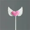 Decoración para Pastel con Alas de Pentagrama y Borla Bandera Insertable Alas de Ángel Tarjeta Insertable para Mesa de Postres de Bebé
