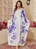 Bata exótica de satén de manga larga para casa, talla única, vestido largo estampado de cuello redondo, ropa de dormir para mujer, corte holgado con bajo ancho